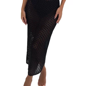 Y2K Crochet Hollow Out Mini Skirt - Beach Cover Up & Swimwear Dress