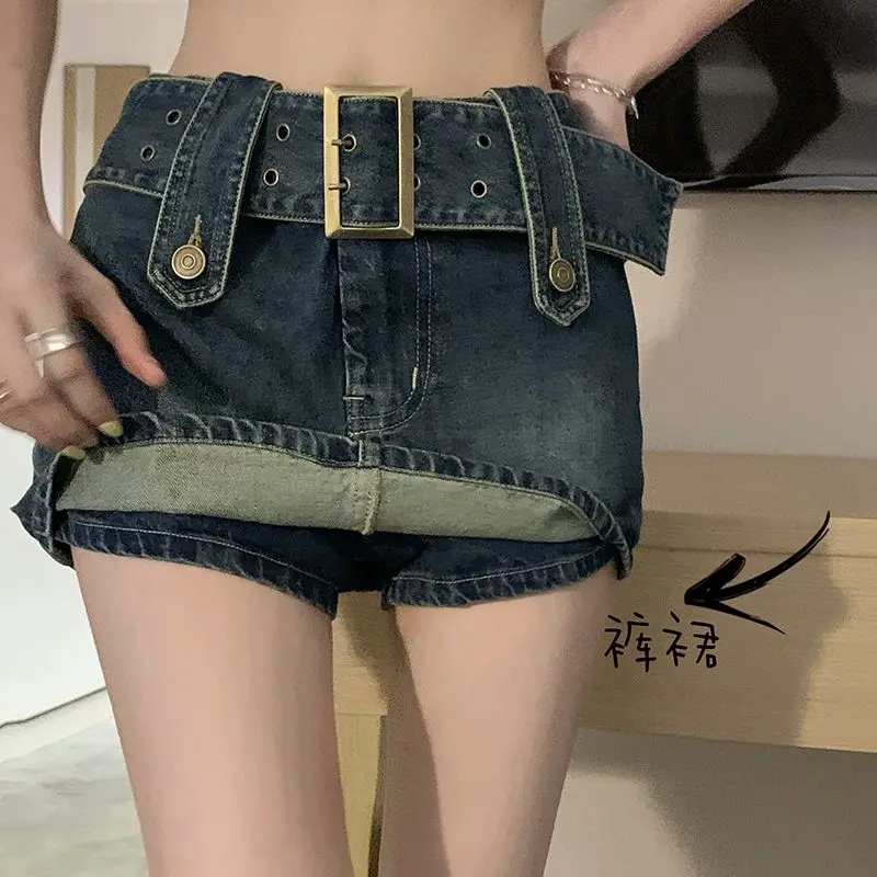 Y2K Denim Bodycon Mini Skirt - Women's Grunge Summer Outfit