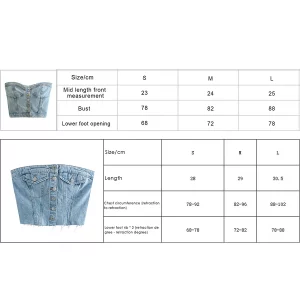 Y2K Denim Crop Top: Chic Backless Off-Shoulder Corset Tube Top