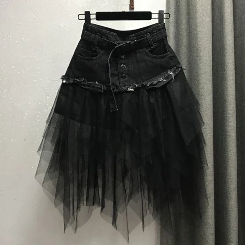 Y2K Denim Patchwork Mini Skirt - Retro Summer Fashion