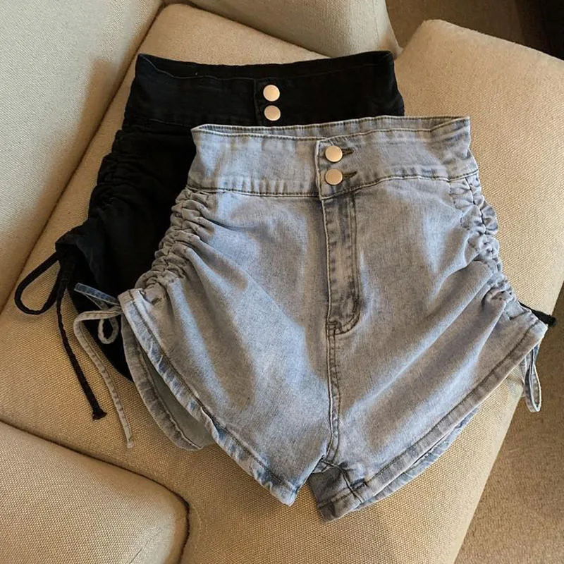 Y2K Denim Shorts: Sexy Shirring High Waist Casual Summer Fashion