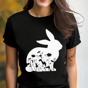 Y2K Easter Graphic Tee - Retro 90s Style Casual Crew Neck Shirt