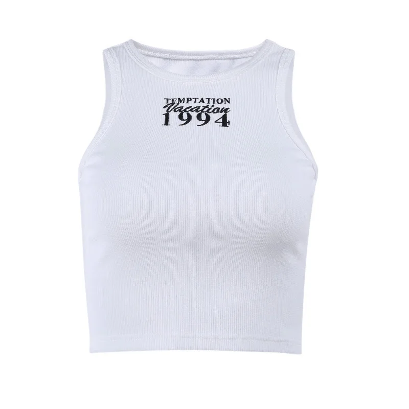 Y2K Embroidered Sleeveless Tank Top - High Street Fashion for Women