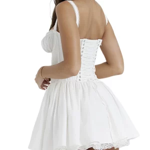 Y2K Fairy Flowy Dress: Sleeveless Tie-up Front A-line Party Dress