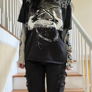 Y2k Fairy Grunge Graphic Long Sleeve Tees - E-Girls Aesthetic Gothic Skull Print Baggy T Sh