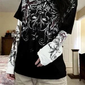 Y2k Fairy Grunge Oversized Shirts - Aesthetic Graphic Printed Baggy Tops