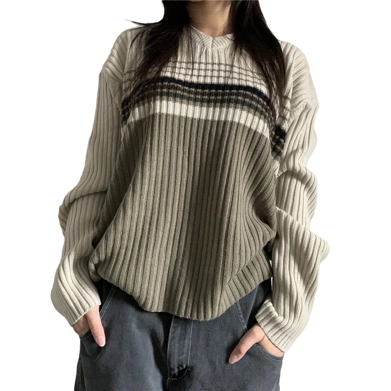 Y2K Fairy Grunge Striped Sweater - Aesthetic Women's Knitted Streetwear