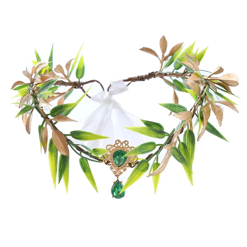 Y2K Fairy Leaf Rhinestone Headband - Handmade Princess Headpiece for Women