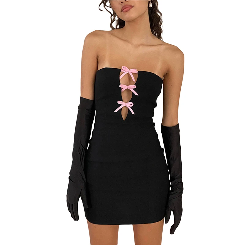 Y2K Fairycore Grunge Off Shoulder Mini Dress with Bow