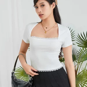 Y2K Fairycore Lace Trim Bandeau Crop Top - Street Casual Summer Fashion