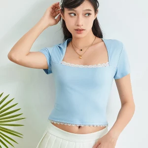 Y2K Fairycore Lace Trim Bandeau Crop Top - Street Casual Summer Fashion