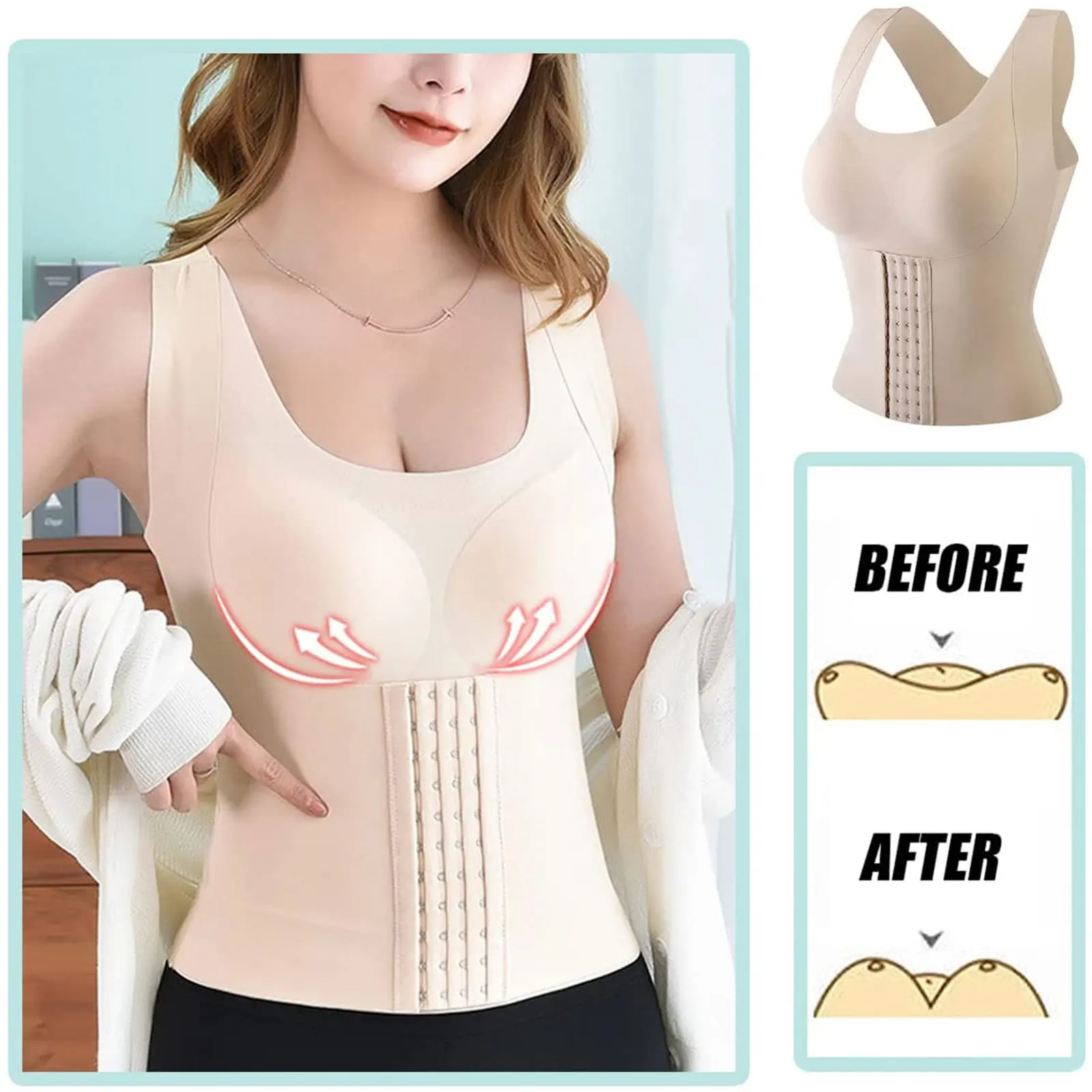 Y2K Fashion 4-in-1 Front Buckle Corset - Breathable Shapewear for Women