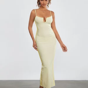 Y2K Fashion Bodycon Dress: Chic Contrast Color Sleeveless Spaghetti Strap Nightclub Outfit