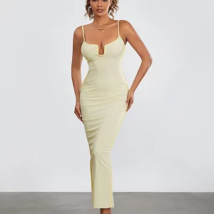 Y2K Fashion Bodycon Dress: Chic Contrast Color Sleeveless Spaghetti Strap Nightclub Outfit