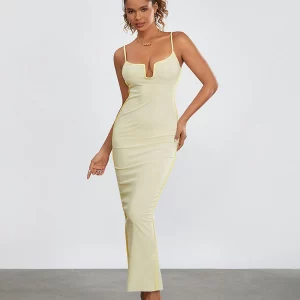 Y2K Fashion Bodycon Dress: Chic Contrast Color Sleeveless Spaghetti Strap Nightclub Outfit