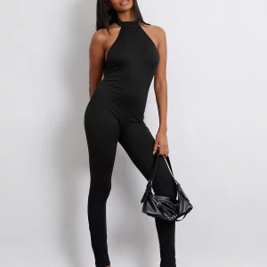 Y2K Fashion Halter Jumpsuit: Solid Color Sexy Slim Fit Romper