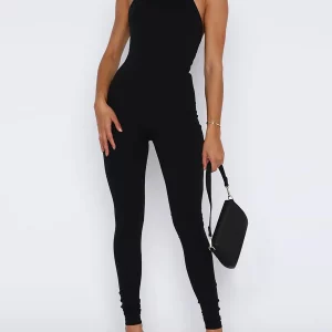 Y2K Fashion Halter Jumpsuit: Solid Color Sexy Slim Fit Romper