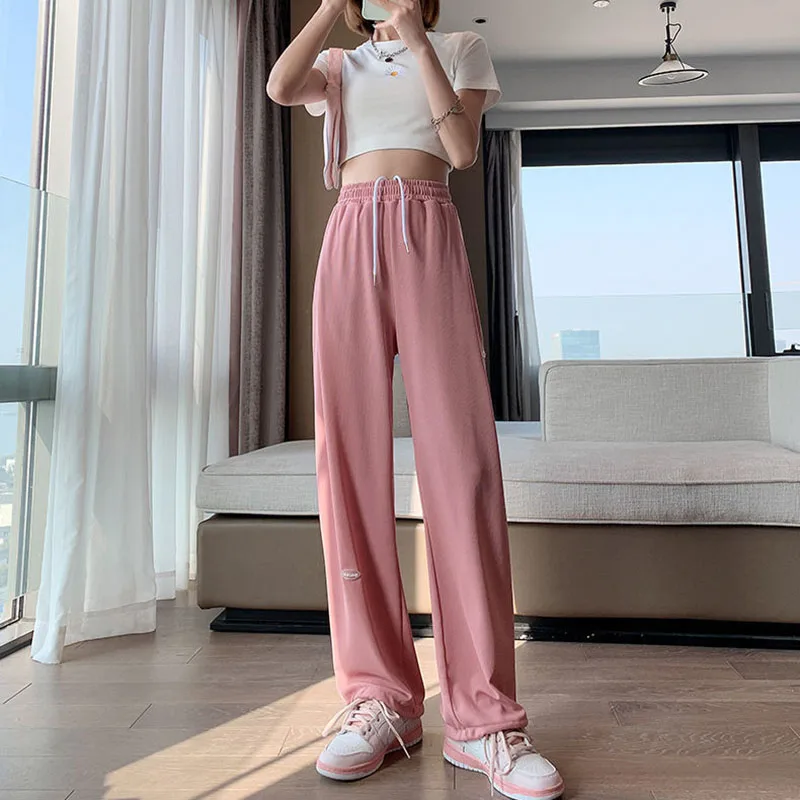 Y2K Fashion Ice Wide Leg Pants - Versatile High Waist Casual Track Pants