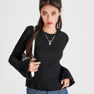 Y2K Fashion Long-Sleeved Sweater: Harajuku Pullover with Slim Fit - Korean Style Basic Jumper