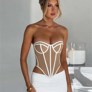 Y2K Fashion Sexy Backless Corset Tops for Women - Summer Club Party Sleeveless Bustier Crop Top