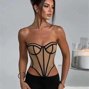 Y2K Fashion Sexy Backless Corset Tops for Women - Summer Club Party Sleeveless Bustier Crop Top