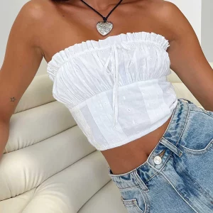 Y2K Fashion Strapless Sleeveless Vest Top - Casual Party Street Summer Outfit