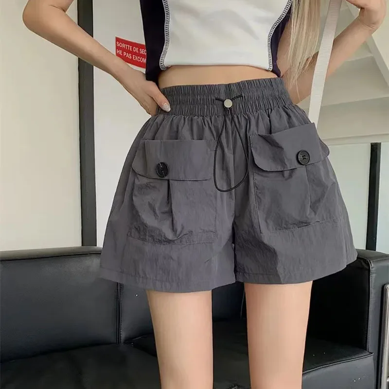 Y2K Fashion Street Cargo Shorts - Women's Summer Loose High Waist Drawstring Sports Pants