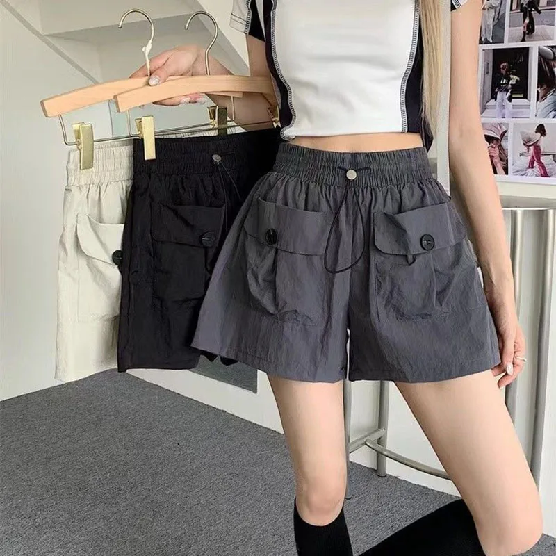 Y2K Fashion Street Cargo Shorts - Women's Summer Loose High Waist Drawstring Sports Pants