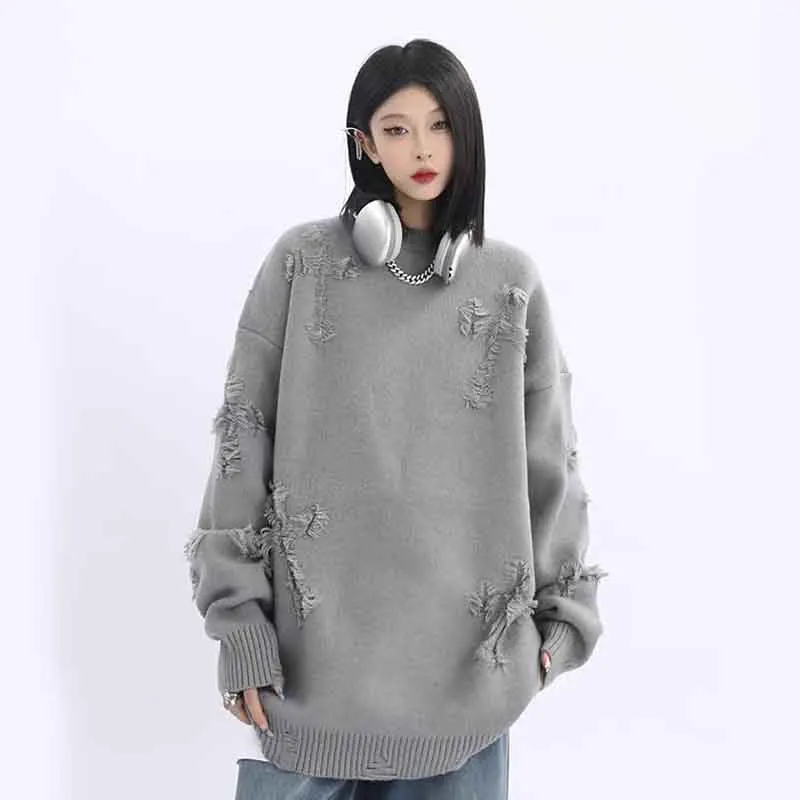 Y2K Fashion Streetwear Long Sleeve Knit Sweater with Tassels