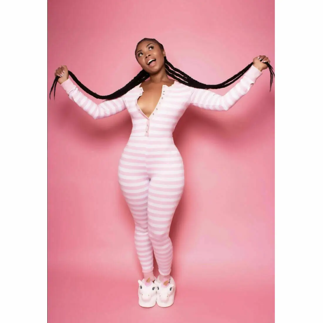 Y2K Fashion Striped Bodycon Romper - Long Sleeve V Neck Party Jumpsuit