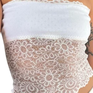 Y2k Fashion Tube Top - Fairy Grunge Boho Bandeau Strapless Lace Tank