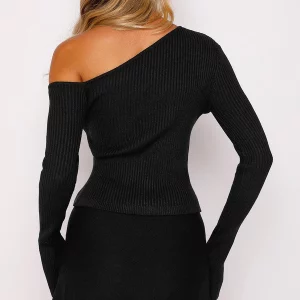 Y2k Fashion Women's Long Sleeve Knitted Sweater - Black Zipper Pullover