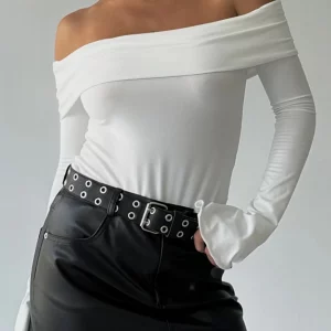 Y2K Fashion Women's Off-Shoulder Crop Top - Retro Style Streetwear