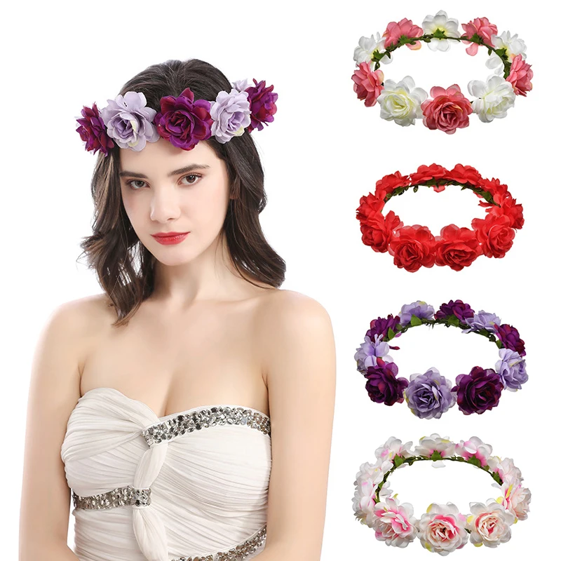 Y2K Floral Crown Headband for Women - Wedding Party Hair Accessory