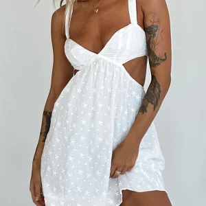 Y2K Floral Cutout High Waist A-line Mini Slip Dress