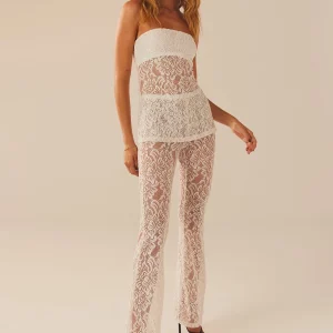 Y2K Floral Lace 2-Piece Set: Bandeau Tube Top + Long Pants