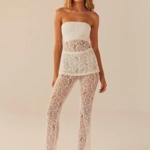 Y2K Floral Lace 2-Piece Set: Bandeau Tube Top + Long Pants