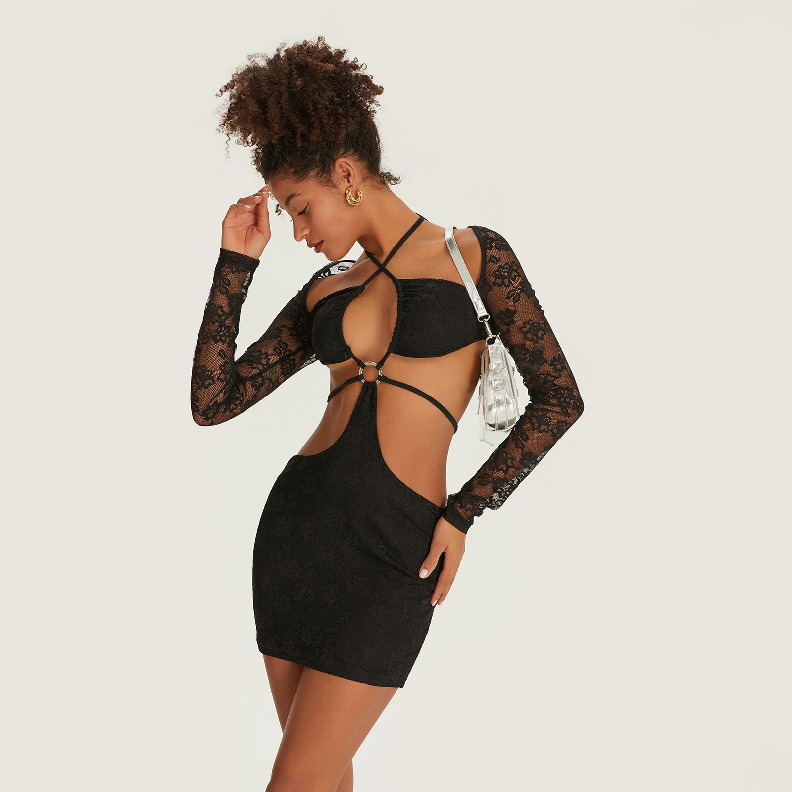 Y2K Floral Lace Bodycon Party Dress for Beach Club Streetwear