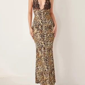 Y2K Floral Leopard Print Backless Wrap Dress - Sleeveless V-Neck Sexy Clubwear