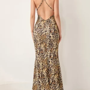 Y2K Floral Leopard Print Backless Wrap Dress - Sleeveless V-Neck Sexy Clubwear