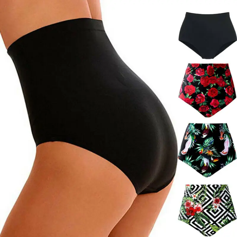 Y2K Floral Print High Waist Bikini Swim Shorts - Women's Plus Size