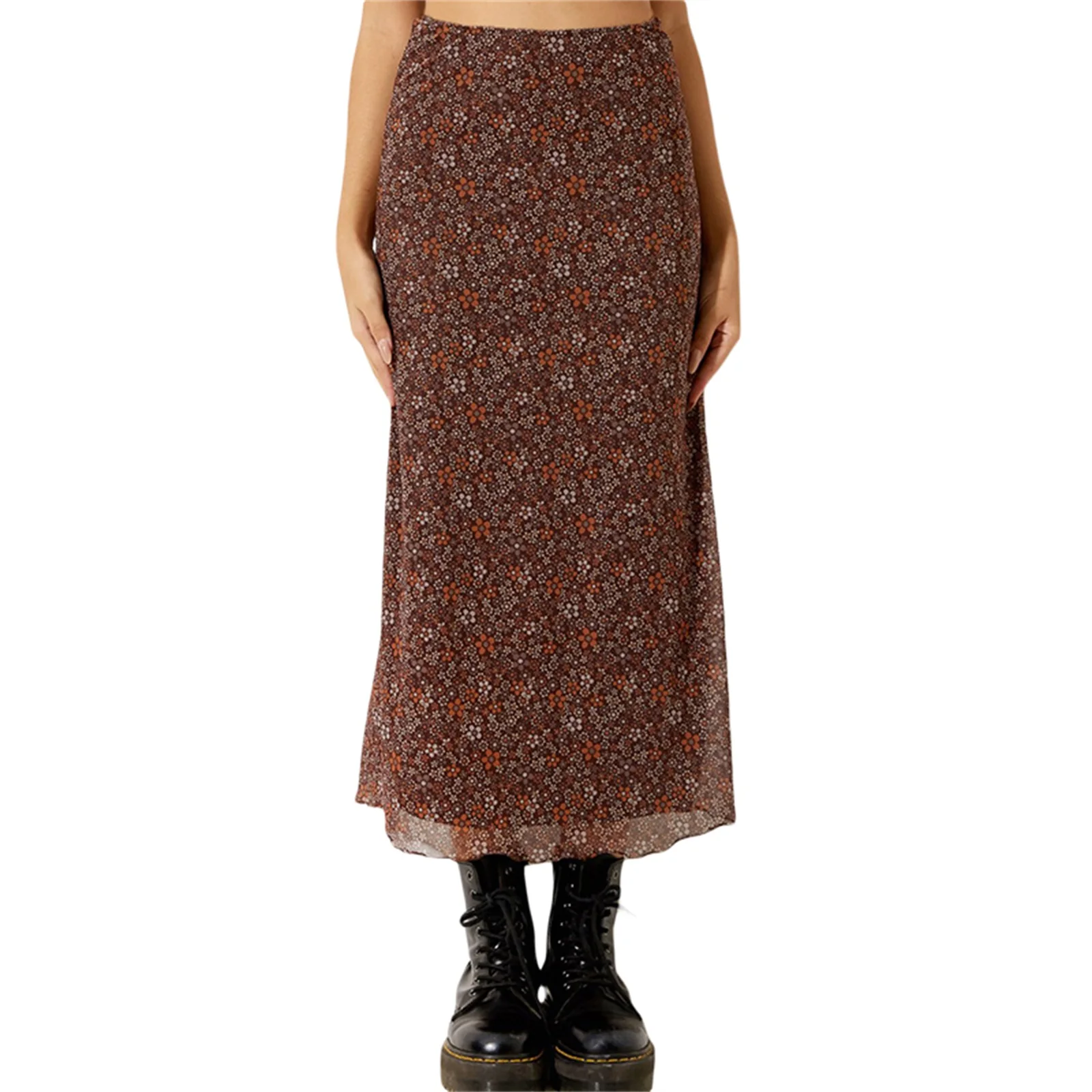 Y2K Floral Print High Waist Long Skirt - Street Style Casual Elegant Bottoms