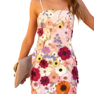 Y2K Floral Print Mini Dress - Spaghetti Strap Bodycon Sundress