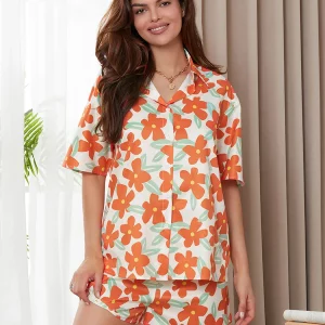 Y2K Floral Print Two-Piece Shorts Set - Women's Grunge Beach Loungewear