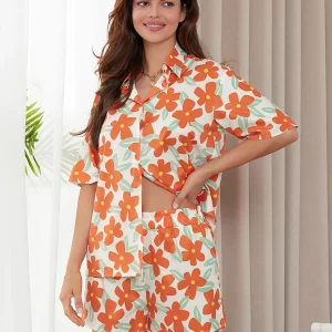 Y2K Floral Print Two-Piece Shorts Set - Women's Grunge Beach Loungewear