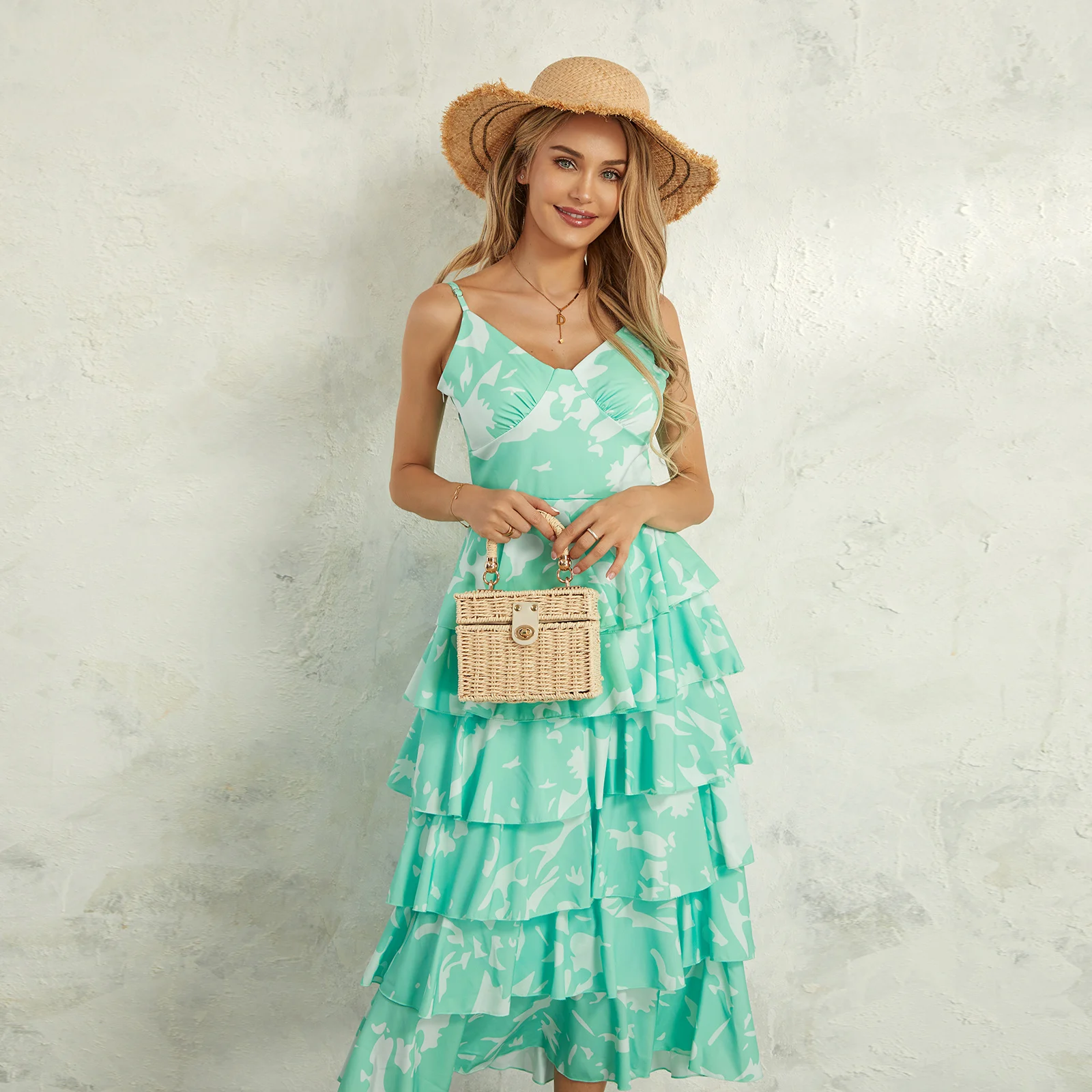 Y2K Floral Ruffles Sling Dress - Backless Slim Fit for Summer Beach Party