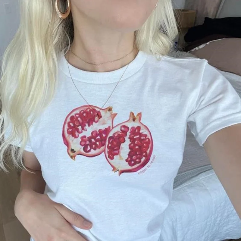 Y2K Fruit Graphic Baby Tee - Crop Top Streetwear for Women