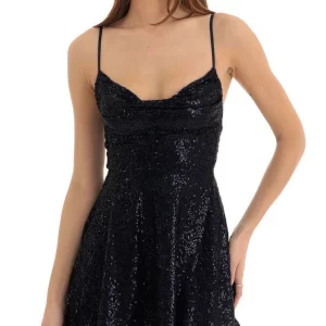 Y2K Glitter Sparkle Mini Dress - Backless Square Neck Bodycon