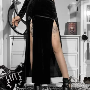 Y2K Gothic Chain Fairy Grunge Long Skirts - Aesthetic Fashion for Women