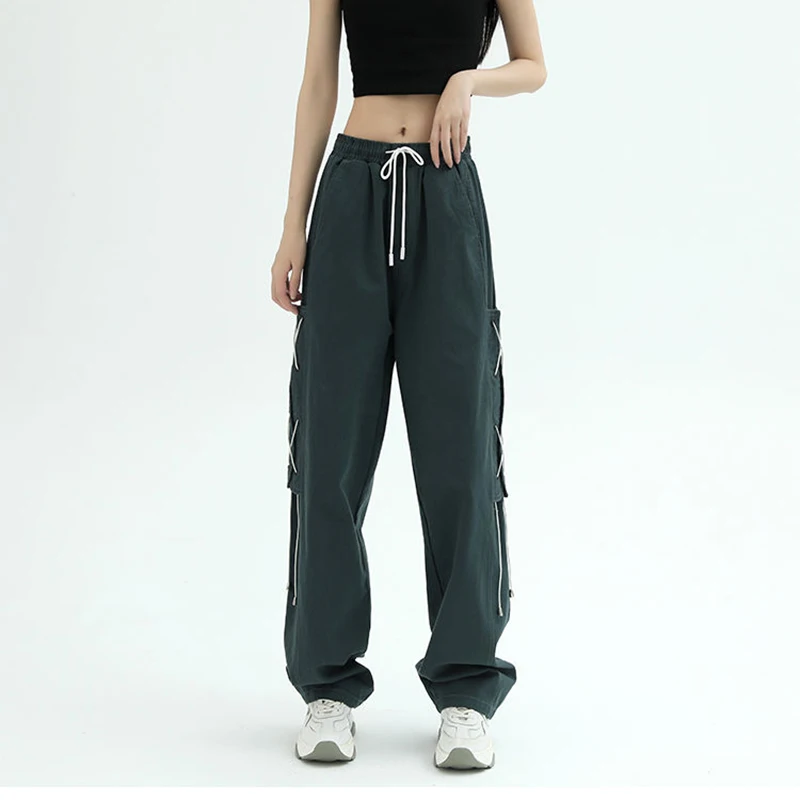 Y2K Gothic High Waist Wide Leg Pants - Streetwear Fashion